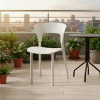 Chaise de salle à manger en plastique d'extérieur, sans accoudoirs, incassable, moulée, blanche, prix d'usine en gros
