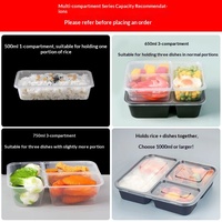 Wegwerp multi-compartiment rechthoekige takeaway fastfood fruitverpakking commerciële lunchbox