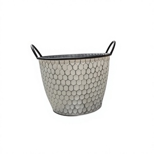 Rustic galvanized tub planter White patina Handmade outdoor <b>large</b> planter Galvanized pot for <b>plants</b> - Product Image 4