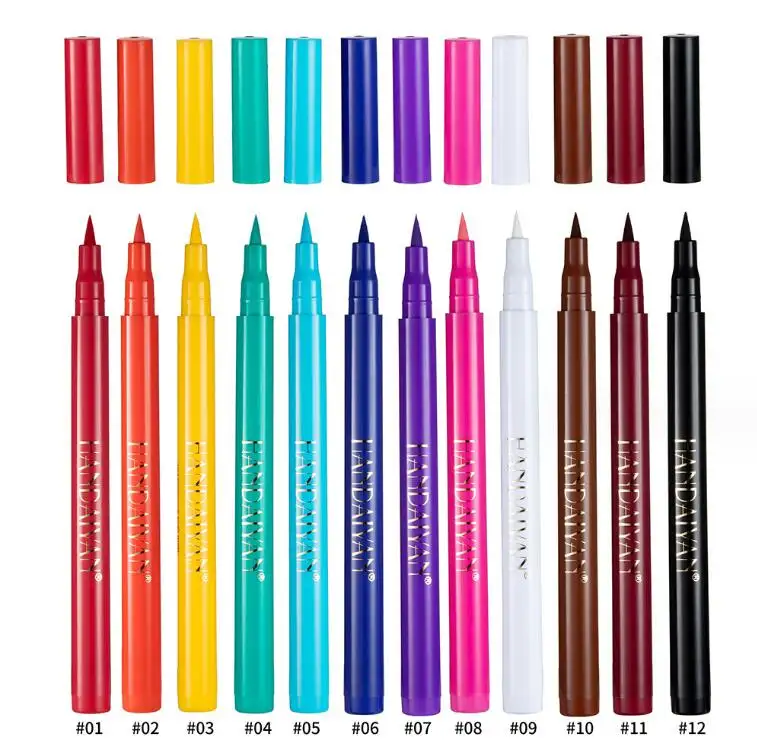 12 Colors Eyeliner Pen Matte Metallic Liquid Eyeliner Pencil Waterproof Eye Makeup Colorful Gel Quick Dry Rainbow Eyeliner