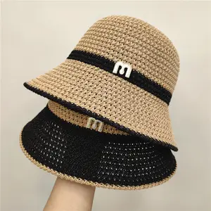 Designer Classic Letter M Knitted Hat Outdoor Breathable Wide Brim Bucket Hat Sun Hat Women Fashion Beach Sombreros For Travel