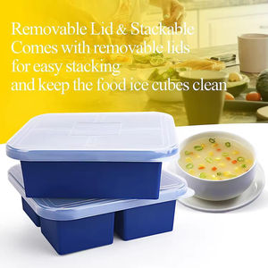 Bac de congélation en silicone avec couvercle, moule de contrôle de portion de 1 tasse, grand récipient de stockage alimentaire pour soupes, bouillons et sauces - Product Image 1