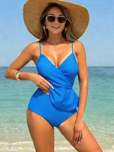 Traje de Baño Tankini TW 2026, Moderno, Sexy, Espalda Descubierta, Color Sólido, con Volantes, Cuello en V, para <span class=keywords><strong>Mujer</strong></span> - Product Image 5