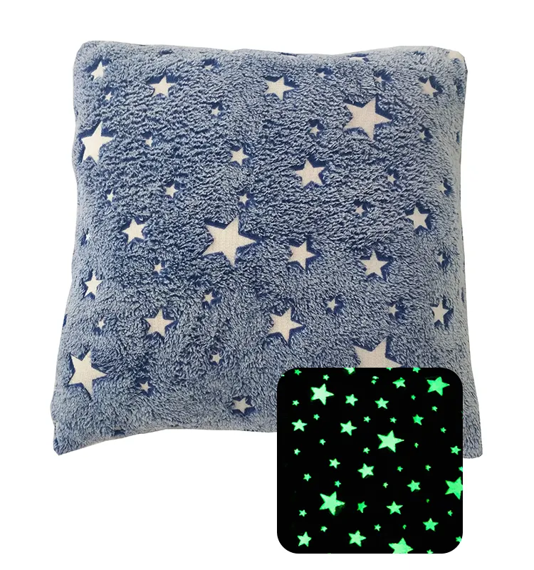 Glow in the dark travel blanket and pillow with zippers Couverture lumineuse