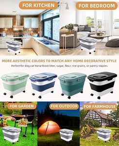 Foldable <b>Dog</b> <b>Food</b> Storage <b>Container</b> Casters Measuring Cup-Travel-Ready Moisture-Proof Sealed Design Large Capacity PP Material - Product Image 6