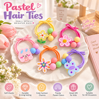 Ikat Rambut Elastis Anak-anak, Sangat Melar, Warna-warni, Ramah Rambut, Motif Kartun Geometris, Ikat Rambut untuk Pesta Ulang Tahun Anak Perempuan, Dikemas Satu per Satu