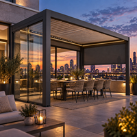 Pergola bioclimatique en aluminium motorisée à toit à lames orientables pour zones de repos des centres commerciaux