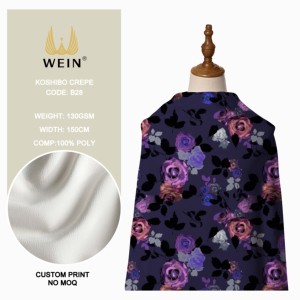 B28 Đẹp Và Quyến Rũ tissu Koshibo Tối In Lớn Vải Hoa Polyester Trừu Tượng Mềm Vải Cho Váy Cưới - Product Image 2