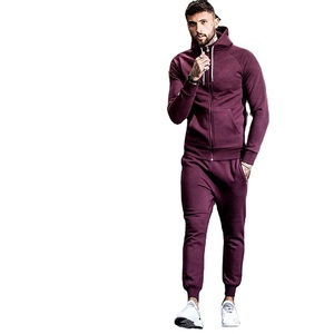 Conjunto de chándales deportivos para hombre, chándales deportivos ajustados con cremallera y Logo personalizado, 100% algodón, venta al por mayor - Product Image 3