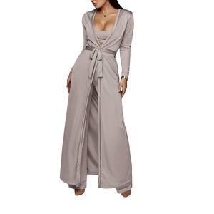 Women's Stretch Knit Long <b>Suspenders</b> Short Vest Long Pants <b>3</b> <b>Piece</b> <b>Set</b> Fashion - Product Image 2