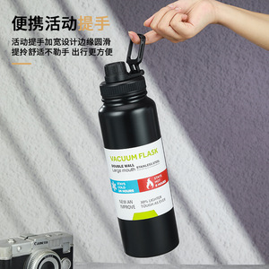 Vacuum Flask Double Wall Stainless Steel <b>Large</b> Mouth <b>Water</b> <b>Bottle</b> 304 Insulated Portable Outdoor Camping Thermos - Product Image 4