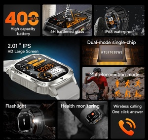 Reloj Inteligente Resistente para Hombre AK80 con Correa de Acero Inoxidable, Resistente al Agua, Llamadas Bluetooth, Rastreador de Actividad Deportiva y al Aire Libre para Teléfonos Android/<span class=keywords><strong>iOS</strong></span> - Product Image 6