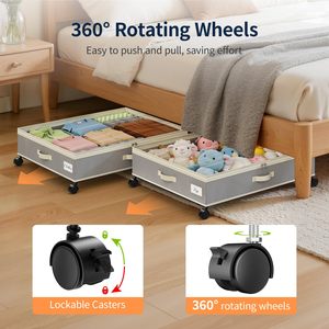 Bulk Supply 80L Metal Rolling Under Bed Storage with Wheels for Clothes Shoes Blankets Underbed Storage Drawers <b>Case</b> - Product Image 3