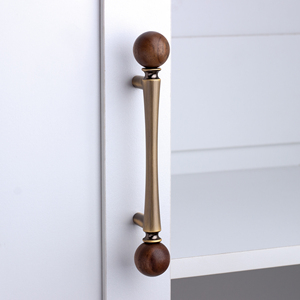 Zinc Alloy & Wooden Knobs Front Door Handle Quarto Portas Alças Móveis Gaveta Puxa para Armário Armário Nightstand Wardrobe - Product Image 6