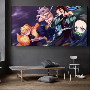 Giappone <span class=keywords><strong>Anime</strong></span> stampa di cartoni animati immagini d'arte incorniciate tela arte murale per bambini camera soggiorno decorazioni appese opere d'arte dipinti - Product Image 1
