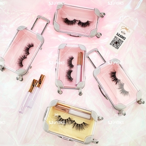 Cute Packaging Mini <strong>Suitcase</strong> Lash Strips Eyelashes Box Packaging for Fluffy Eyelashes - Product Image 1