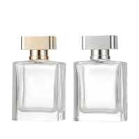 Bouteille en verre de parfum pour homme, vide, rectangulaire, 50 ml, avec logo personnalisé, pulvérisateur à pompe, opercule, pour diffuseur à bâtonnets