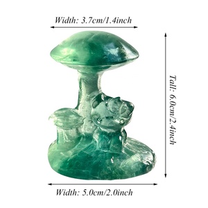 Nuovo arrivo creativo di cristallo verde Fluorite fungo ciao gattino intagli di alta qualità inciso a mano decorazioni naturali - Product Image 3