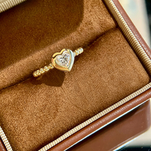 Anillo minimalista con forma de corazón de oro amarillo macizo de 18 quilates con diamantes cultivados en laboratorio Aazuo para mujer, joyería de moda para fiesta de boda, regalo de amor - Product Image 4