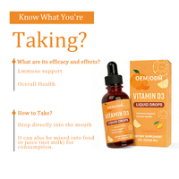 Gouttes liquides de vitamine D3 saveur orange 2FL OZ (60 ml) Complément énergétique pour adultes |   Par portion 2 ml