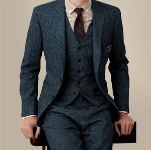 Traje <span class=keywords><strong>de</strong></span> hombre <span class=keywords><strong>de</strong></span> <span class=keywords><strong>alta</strong></span> <span class=keywords><strong>costura</strong></span>, chaqueta, chaleco, pantalones <span class=keywords><strong>de</strong></span> tres piezas <span class=keywords><strong>de</strong></span> negocios Casual boda banquete novio padrino traje - Product Image 3