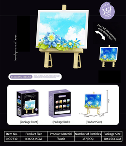 Set di Costruzioni Artistico con Cavalletto a Tema Tramonto Arancione Caldo |   Kit di Mattoncini per Pittura Floreale 3D |   Decorazioni e Regali Kawaii per la Casa - Product Image 3