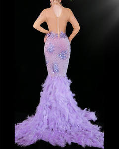 NOVANCE Y2089 <span class=keywords><strong>2022</strong></span>แฟชั่นผู้หญิงสีม่วงเพชร Queen Fish Tail ชุดสวยยาวสง่างามชุดราตรี - Product Image 3