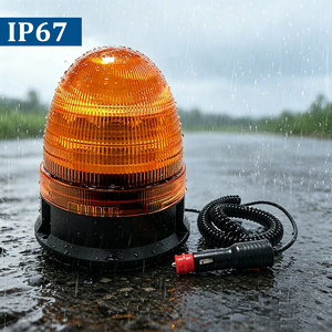 24W LED Beacon Amber Light DC12-24V <strong>Flashing</strong>/Rotating Pattern Optional Strobe Lights Cigarette Lighter Plug Forklift Crane - Product Image 4