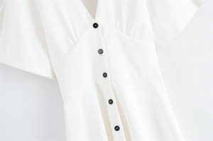 GX2512 Boutique 2025 Sexy Street Wear abiti semplici eleganti estate donne Casual manica corta con scollo a trapezio abito <span class=keywords><strong>bianco</strong></span> da festa - Product Image 5
