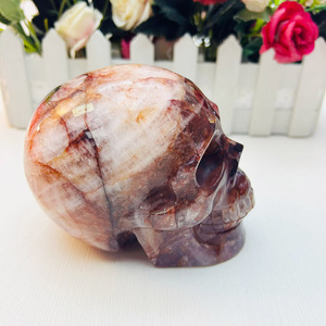 Nouveau produit crânes <span class=keywords><strong>de</strong></span> Quartz <span class=keywords><strong>de</strong></span> <span class=keywords><strong>feu</strong></span> rouge <span class=keywords><strong>en</strong></span> cristal sculpté manuel naturel <span class=keywords><strong>de</strong></span> haute qualité pour la décoration - Product Image 4