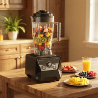 Mixeur Commercial Électrique Robuste 4L, 8 Vitesses, Contrôle par Molette, Broyeur à Glace, Anti-Fuite, Portable, pour Smoothies Bébé