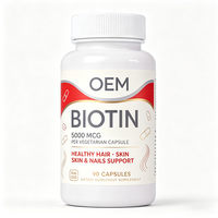 Biotine 5000mcg Capsules végétariennes Soutien Cheveux Peau Ongles Non-OGM 90