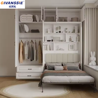 Lit escamotable mural avec armoire intégrée, design moderne, durable, en bois massif, rotatif et invisible