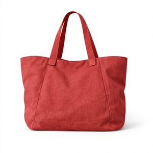 Sac fourre-tout en coton de haute qualité pour femme, motif animalier personnalisé, toile rouge avec poches zippées, idéal pour le shopping - Product Image 4
