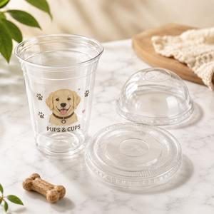 Custom Pet Print Disposable <b>Plastic</b> <b>Drinking</b> <b>Cups</b> with Dome Lids, Personalized Dog Cat Design Cold Beverage Party <b>Cups</b> - Product Image 3