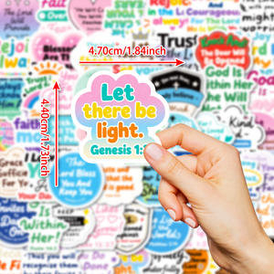 56 Pegatinas Nuevas y Bonitas con <span class=keywords><strong>Frases</strong></span> Bíblicas de Dibujos Animados para Decorar Botellas y Laptops, Estilo Lindo, Pegatinas con <span class=keywords><strong>Frases</strong></span> de Jesús - Product Image 5