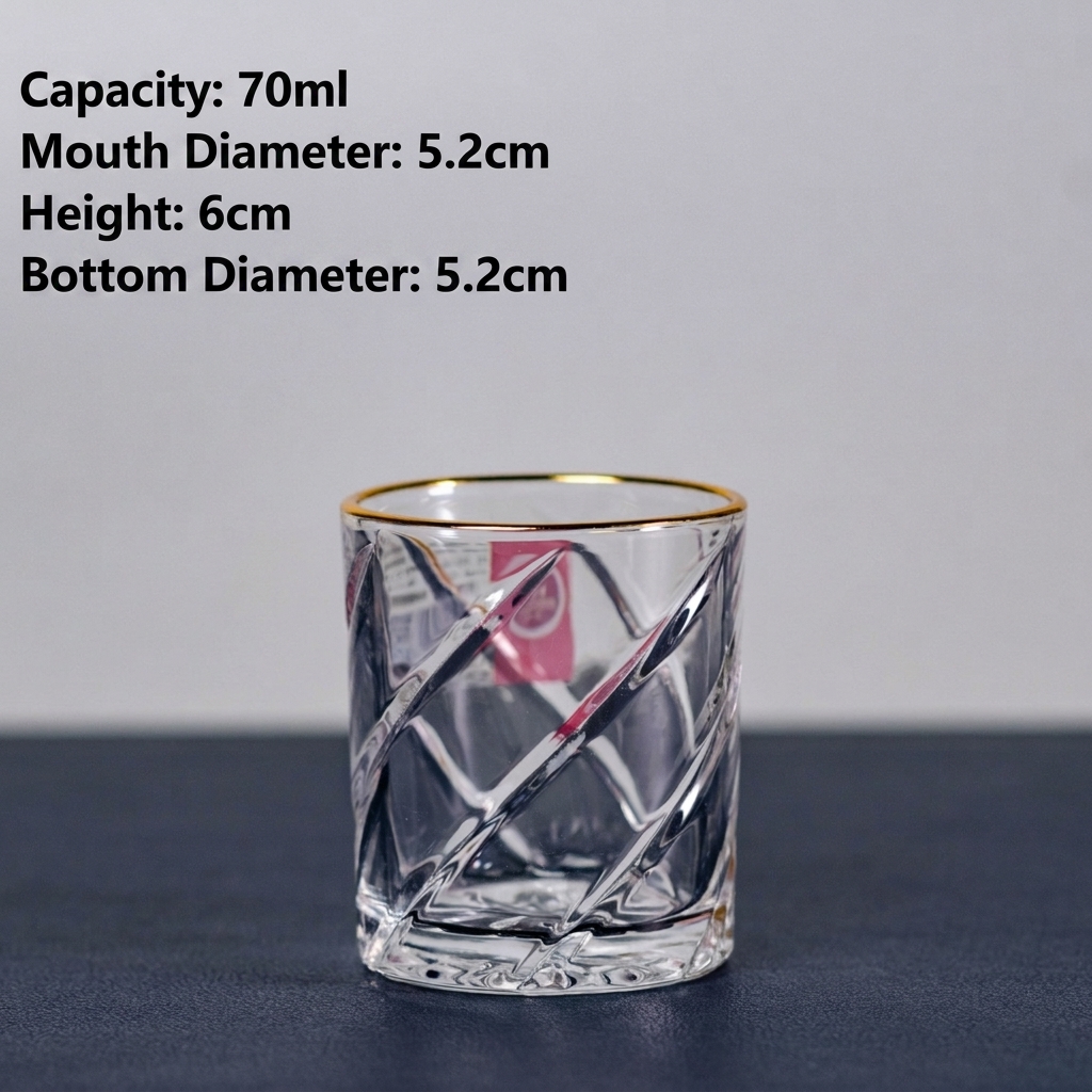 Verre à shot en cristal sergé bord doré 70ml