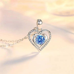 Collar con Colgante de Corazón de Circonita Azul y Plateado, Joyería de Corazón del Océano, para Mujer, Novia, Regalo de Amor, Aniversario de Bodas - Product Image 2