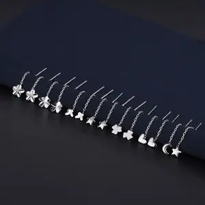 wholesale small star butterfly half moon charmslong earrings silver 999 women china manufacturer supplier