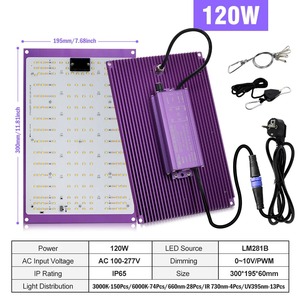Lampe de culture LED à spectre complet 120W 240W LM281B pour serres et tentes de culture, lampe de croissance dimmable pour semis, légumes et fleurs - Product Image 2