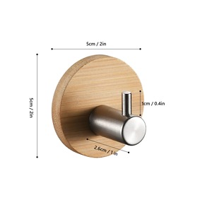 Gancho de madera de bambú de acero inoxidable YOTO Sin perforación Sin rastro Adhesivo fuerte Gancho de toalla de madera <span class=keywords><strong>Puerta</strong></span> de <span class=keywords><strong>baño</strong></span> Muestra gratis - Product Image 5