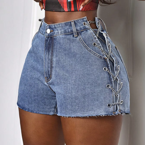 Shorts en <span class=keywords><strong>jean</strong></span> taille haute pour <span class=keywords><strong>femme</strong></span>, personnalisés, de haute qualité, tendance mode, sexy - Product Image 1