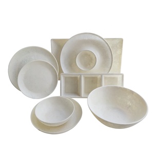 Juego de <span class=keywords><strong>vajilla</strong></span> de lujo nórdico nuevo europeo antiguo blanco Jade grieta efecto mármol <span class=keywords><strong>vajilla</strong></span> de <span class=keywords><strong>melamina</strong></span> cuencos bandeja hogar boda - Product Image 1