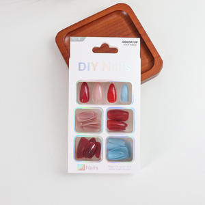 Ongles en gel complet à couverture intégrale, style européen, couleurs assorties, pointes françaises, forme amande, <span class=keywords><strong>rose</strong></span> nude, bordeaux - Product Image 6