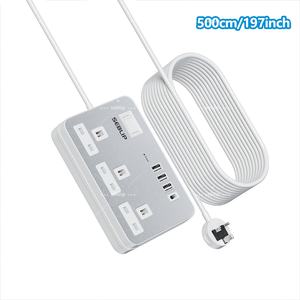 Multiprise britannique avec 4 ports USB et 3 prises AC, câble de 3 m, protection contre les surcharges pour les tables d'hôpital - Product Image 4