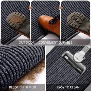 Tapis d'extérieur à double rayures, tapis résistant, paillasson pour porte d'entrée, tapis rayé avec dos en PVC pour intérieur et extérieur - Product Image 6