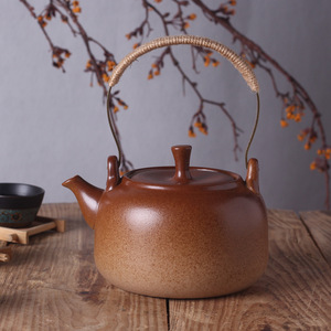 High-<b>Temperature</b> Resistant Black Clay Ceramic Teapot Health Tea Brewing Kettle Water Boiling Kettle GY Ceramic Teapot Handle - Product Image 2