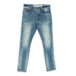 Nieuwe Mode Oem Merk Gegraveerd Vos Patroon Straight Leg Gestapeld Baggy Broek High Street Style Jeans