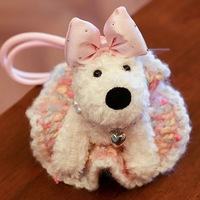 Porte-clés en peluche chien West Highland White Terrier Doodle, breloque animale douce à suspendre avec anneau porte-clés, à partir de 14 ans