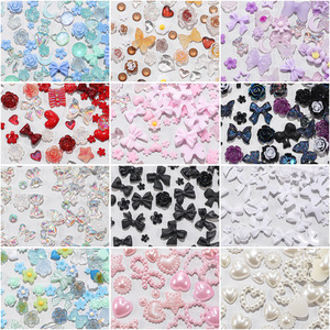 100/sac mixte 3D résine ongles bijoux matériaux amour arc fleur lune bricolage ongles décorations - Product Image 2